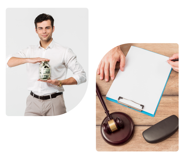 Man with Savings and Legal paperwork